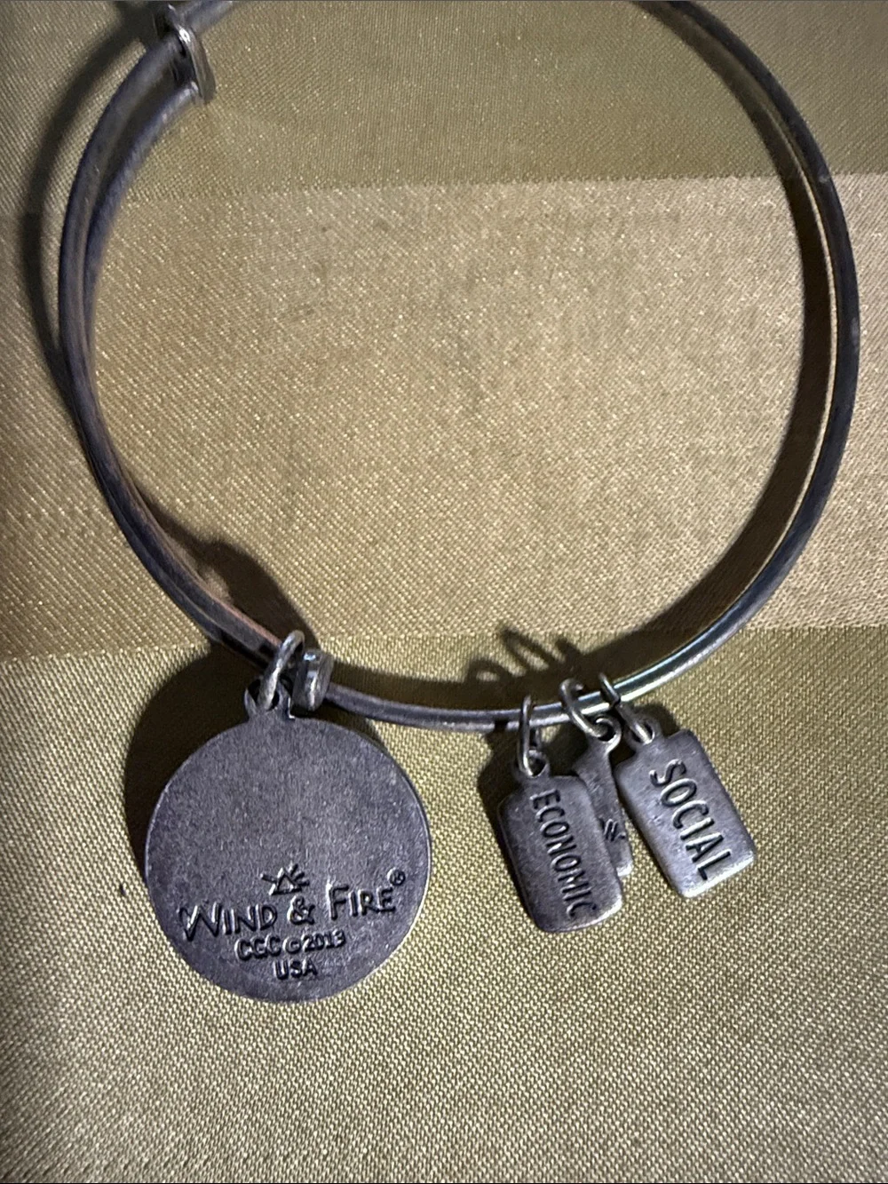 Silver-Tone Sun & Star Charm Bangle Bracelet